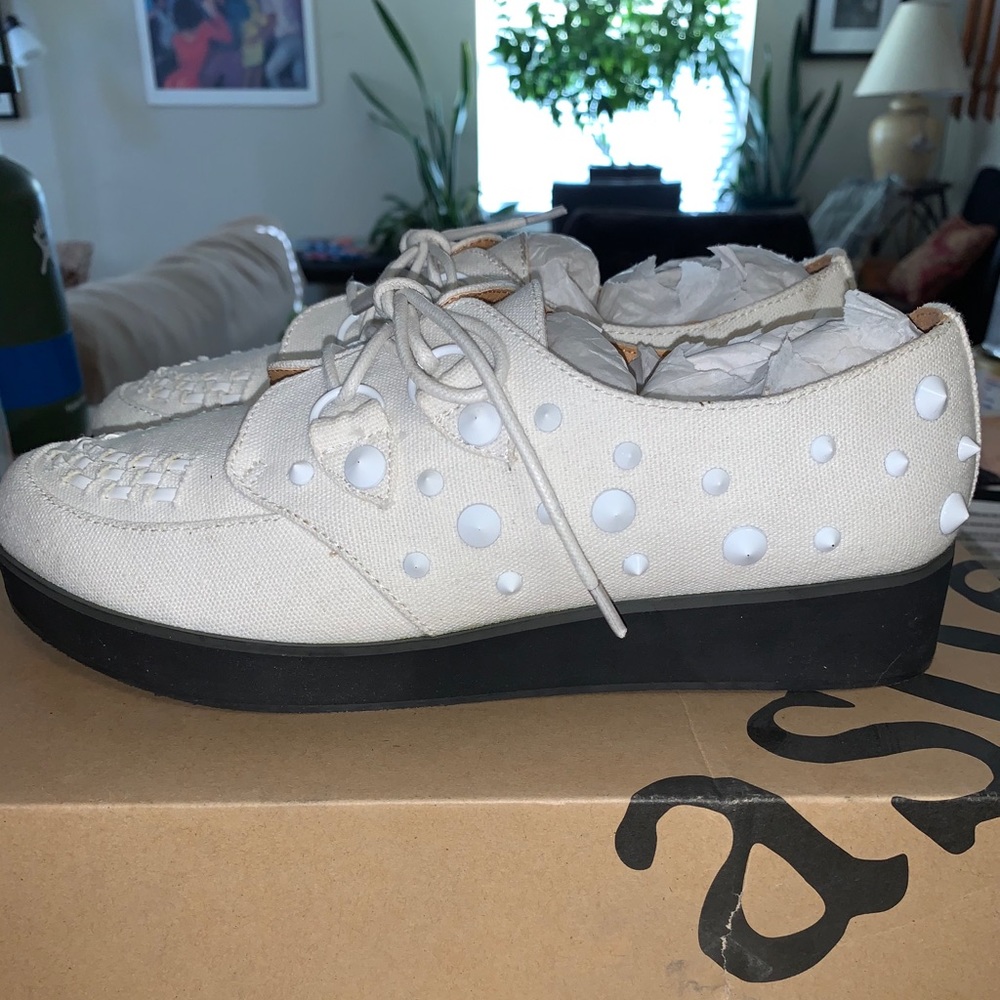 Cream Studded Fashion Loafers
